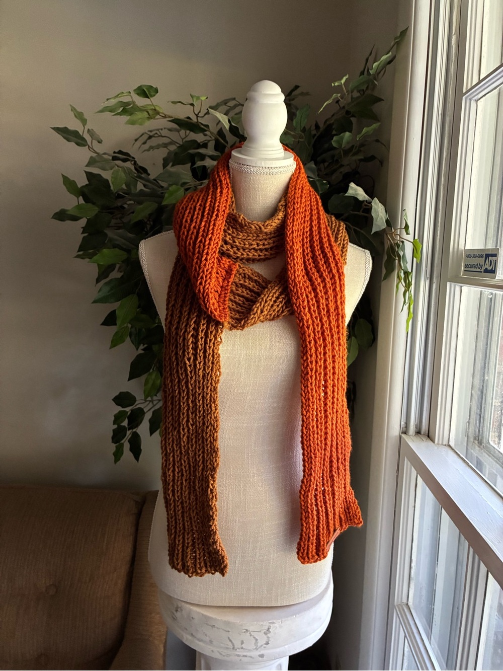 Hand-Knit Orange Ombre Scarf - NEW with tags